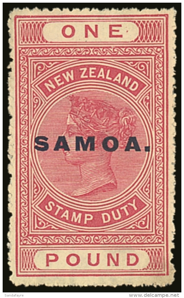 1914-17 &pound;1 Rose - Carmine, Perf 14 Postal Fiscal, SG 132, Fine Mint For More Images, Please Visit... - Samoa