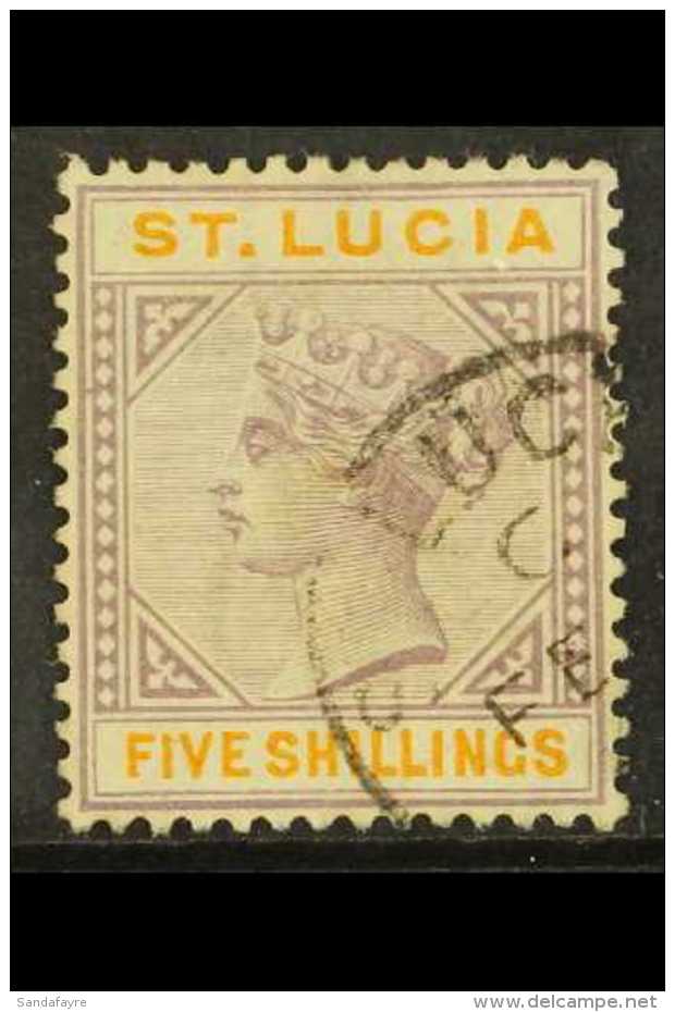 1891-8 5s Dull Mauve &amp; Orange, Die II, Wmk Crown CA, SG 51, Fine Used. For More Images, Please Visit... - Ste Lucie (...-1978)