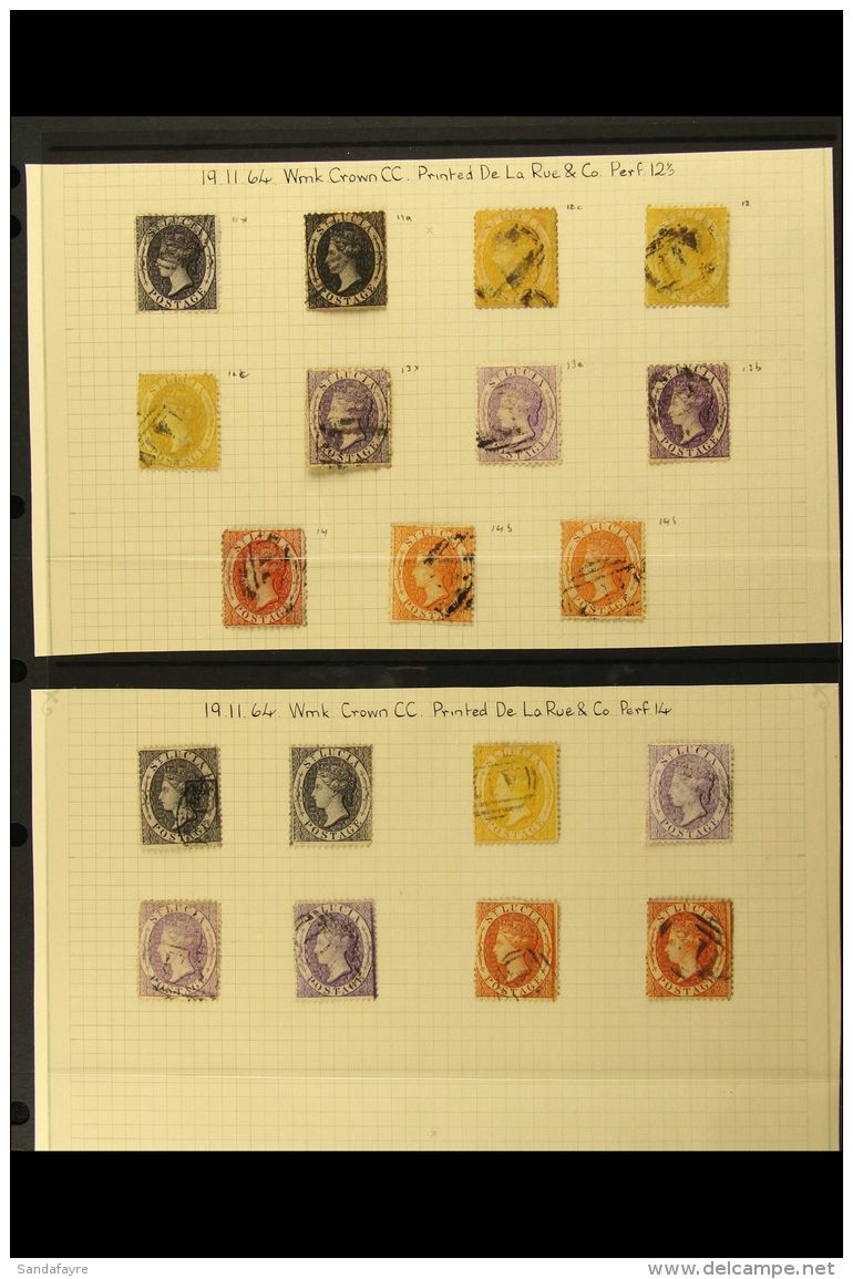 1864-79 CC WATERMARK FINE USED GROUP Includes Perf 12&frac12; Shaded Range With All Values To 1s (x3) Inc Reversed... - Ste Lucie (...-1978)