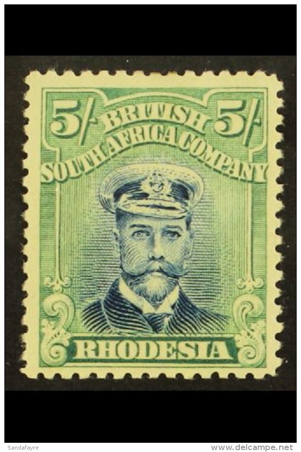 1913 5s Blue And Pale Yellow Green, Admiral, Head Die III, Perf 14, SG 276, Very Fine Well Centered Mint. For More... - Andere & Zonder Classificatie