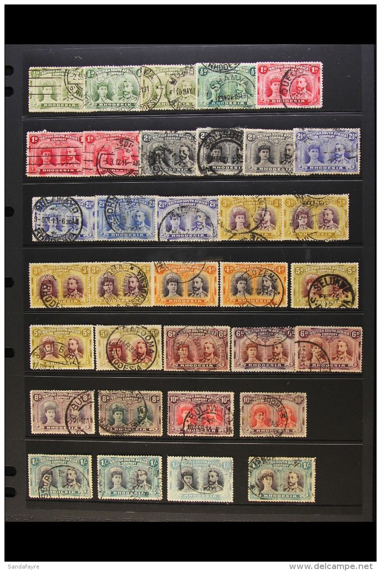 1910 - 1913 USED DOUBLE HEAD COLLECTION Fine Range Of Shades And Perfs Including Perf 14 Issues &frac12;d Green (4... - Autres & Non Classés