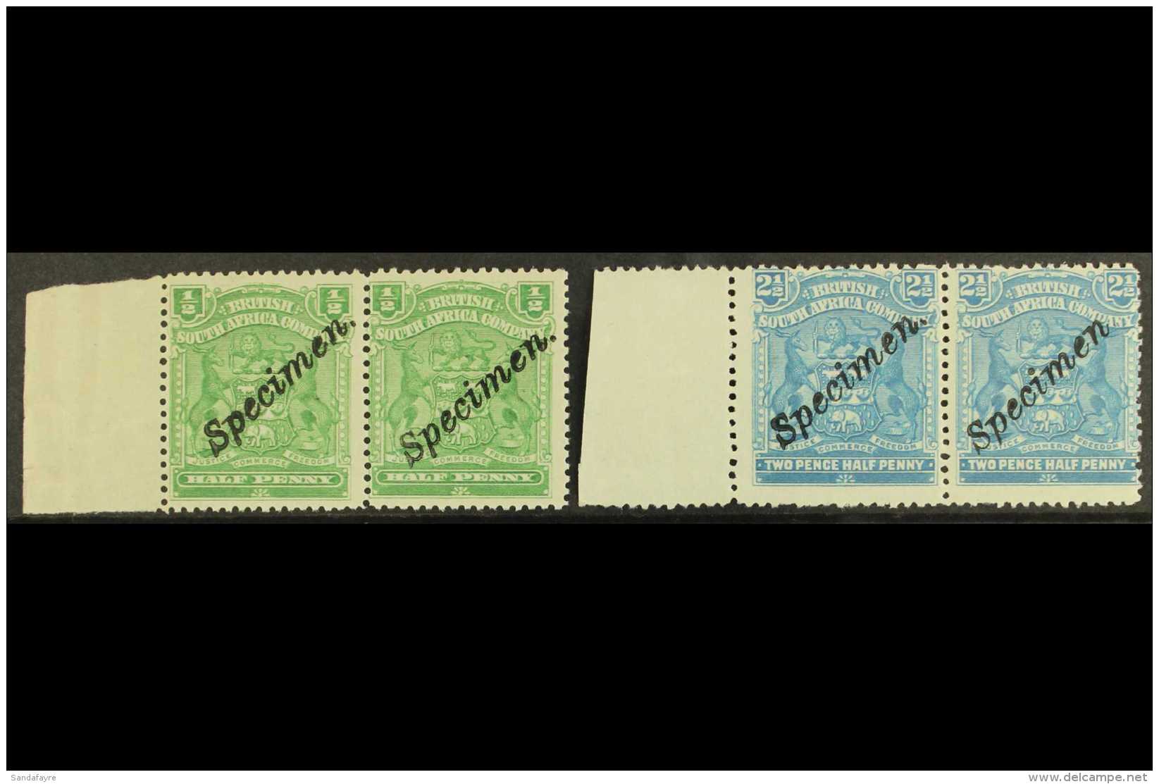 1898 Arms &frac12;d And 2&frac12;d SG 75 &amp; 80, Each In A Never Hinged Mint Horizontal Pair, Overprinted... - Autres & Non Classés