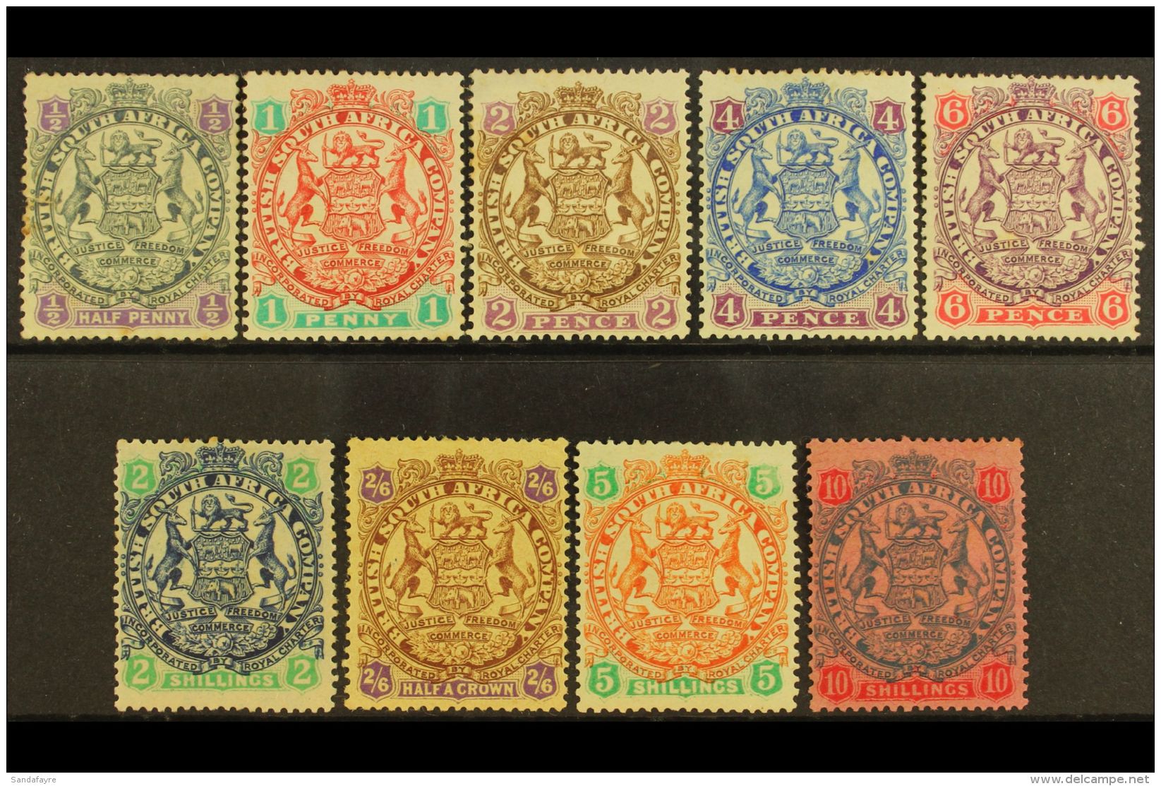 1896 Arms Set, Die II, Complete To 10s, SG 41/50, Very Fine Mint. (9 Stamps) For More Images, Please Visit... - Autres & Non Classés