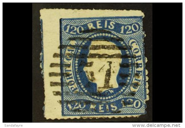 MADEIRA 1868 Portugal 120r Blue "Luis" Curved Label "Perce-en-croix" 13&frac12; Experimental Perforation, Used... - Autres & Non Classés