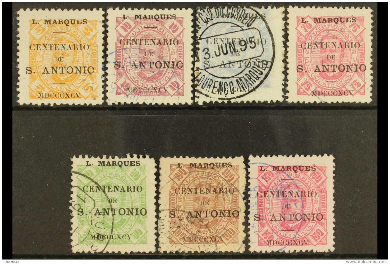 LOURENCO MARQUES 1895 St Anthony Overprints On Carlos Complete Set, Afinsa 24/30, SG 28-35a, Fine Used, Scarce. (7... - Andere & Zonder Classificatie