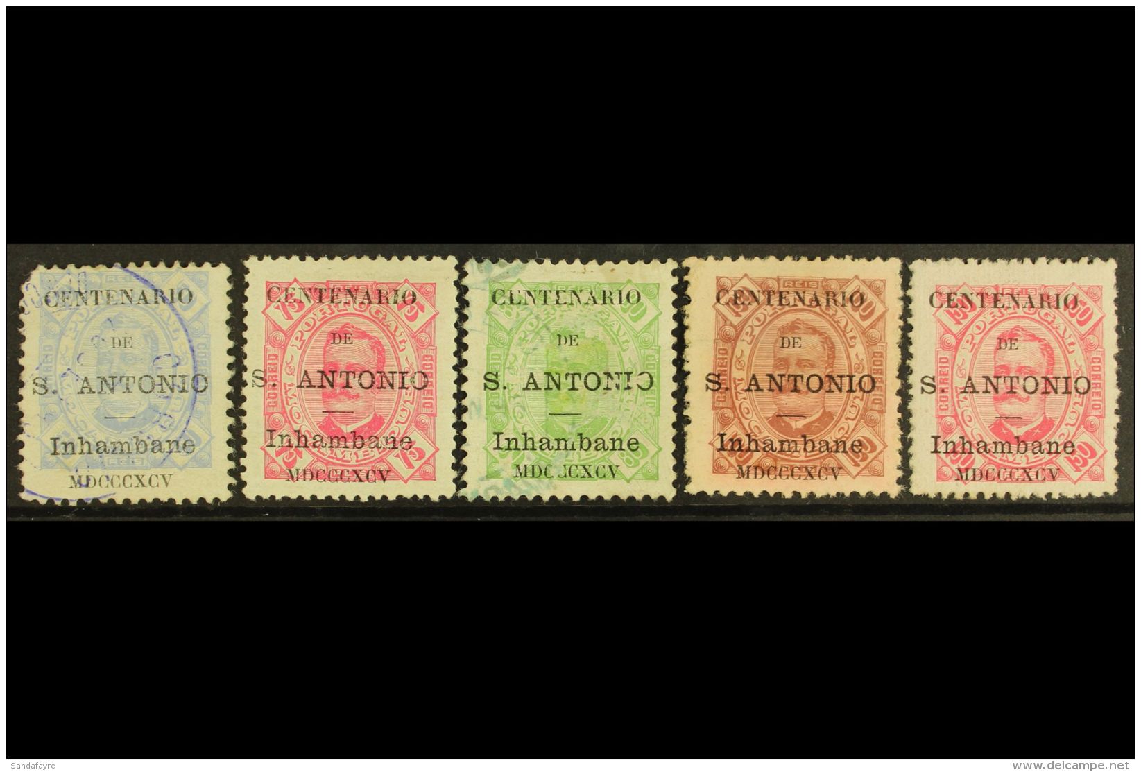 INHAMBANE 1895 St Anthony Opts On Carlos Types Complete Basic Set With Perf 11&frac12; 50r Used, 80r Used, And... - Autres & Non Classés