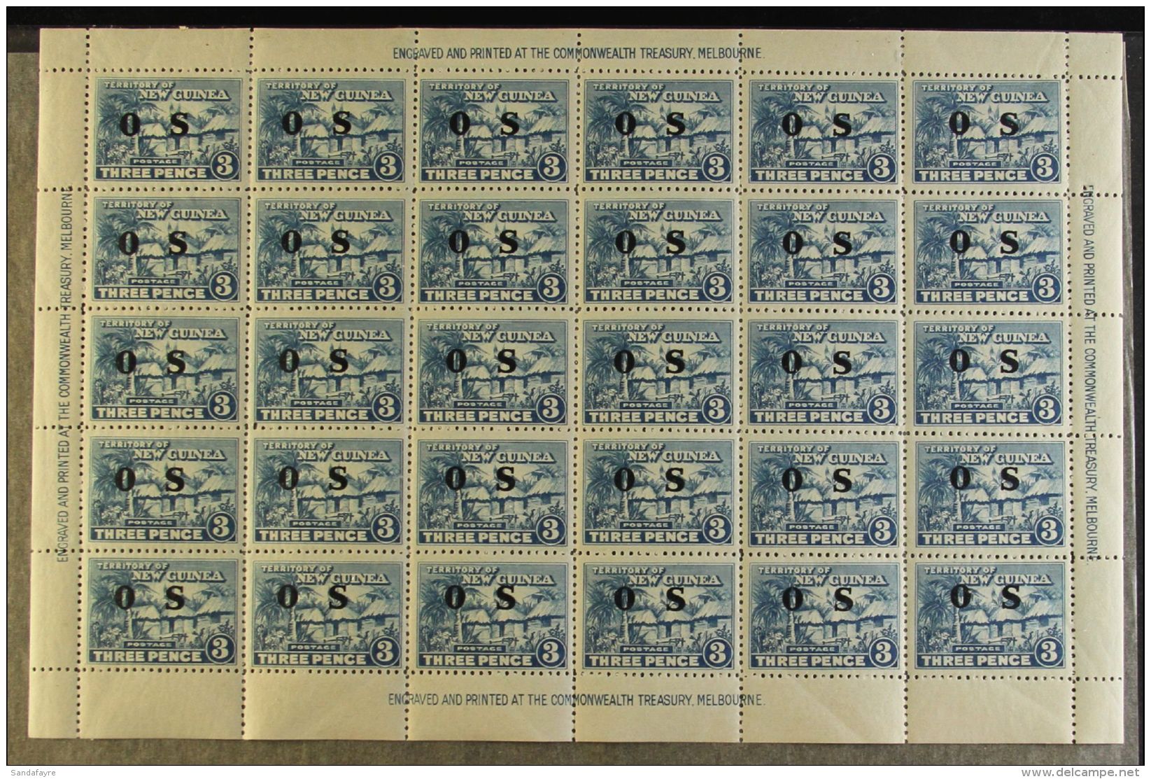 1925-31 OFFICIAL COMPLETE SHEETS 1d Green, 1&frac12;d Orange-vermilion, 2d Claret, 3d Blue, And 4d Olive-green... - Papouasie-Nouvelle-Guinée
