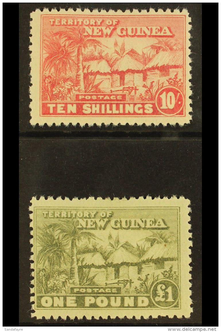 1925 10s Dull Rose And &pound;1 Dull Olive Green, Native Village, SG 135/6, Fine And Fresh Mint. (2 Stamps) For... - Papoea-Nieuw-Guinea