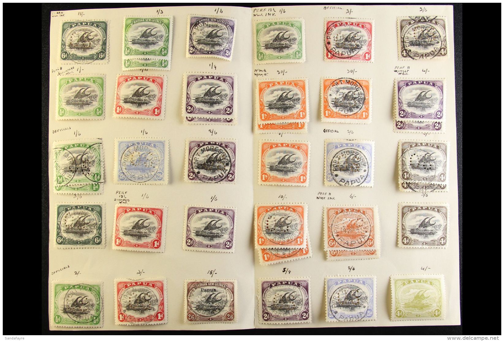 1901-1911 MINT &amp; USED GROUP On An Old Approval Page, Inc 1901-05 &frac12;d (x2) Mint, 1907-10 Wmk Upright Perf... - Papoea-Nieuw-Guinea