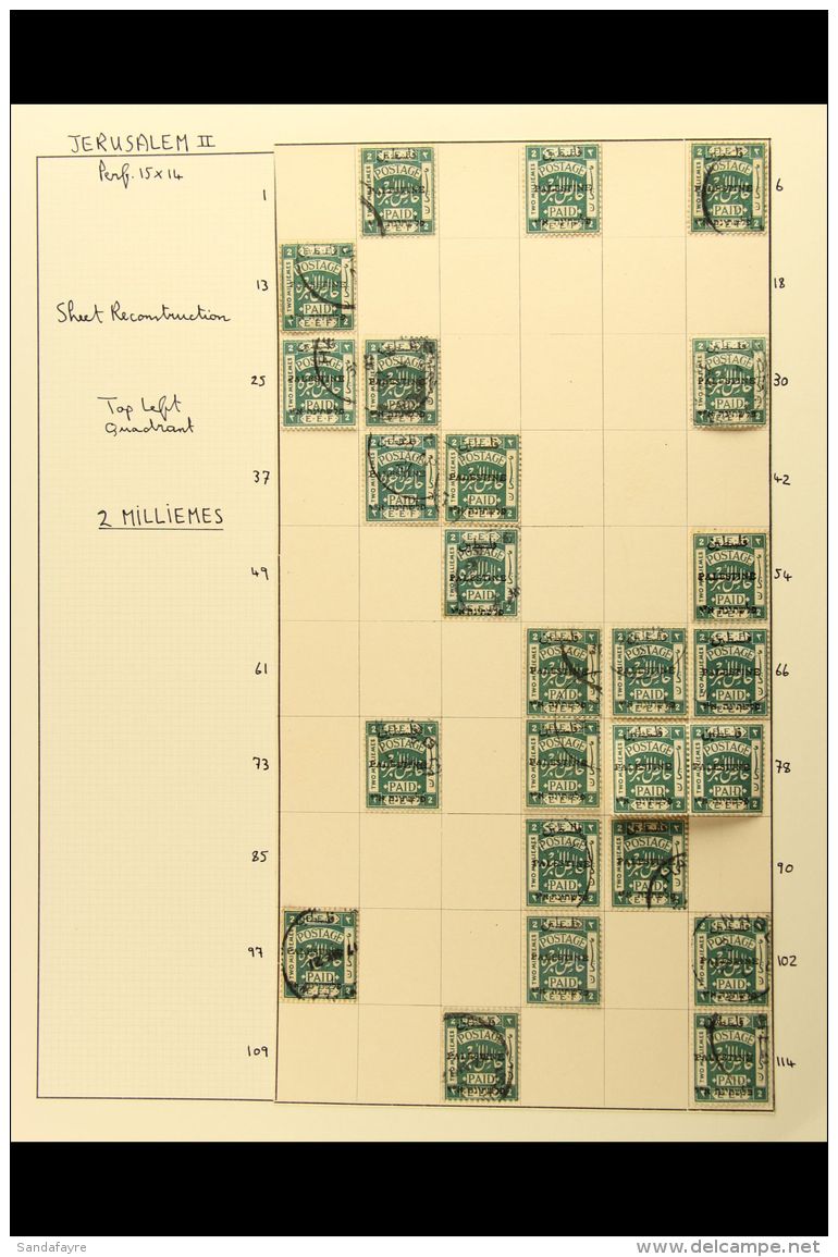 1920-21 2ND JERUSALEM OVERPRINT - PLATE RECONSTRUCTION 2m Blue-green Perf 15x14 (SG 31) - A Mint And Used... - Palästina