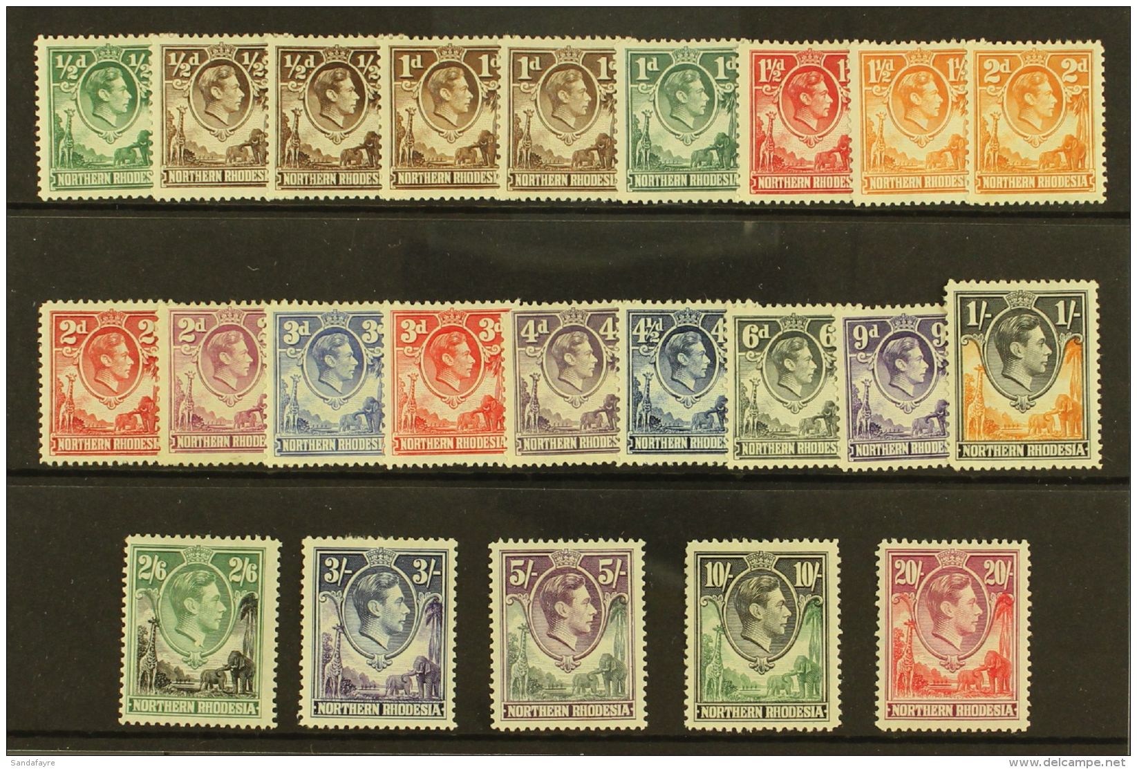 1938 Geo VI Set Complete To 20s, SG 25/45, Fine To Very Fine Mint, Odd Small Fault. (21 Stamps) For More Images,... - Noord-Rhodesië (...-1963)