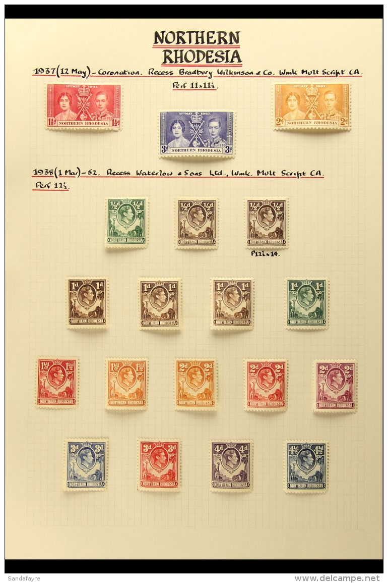 1937-63 SUPERB MINT COLLECTION Beautifully Written Up On Pages, Includes 1938-52 Defin Set With Additional Perfs... - Noord-Rhodesië (...-1963)