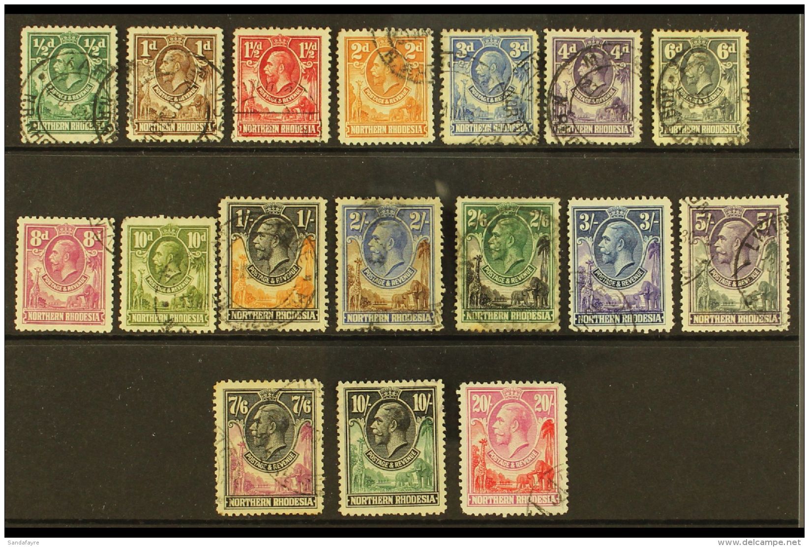 1925 Geo V Set Complete To 20s, SG 1/17, 10s And 20s Fiscal Cancels Nonetheless An Attractive Set. Cat &pound;850.... - Rhodésie Du Nord (...-1963)
