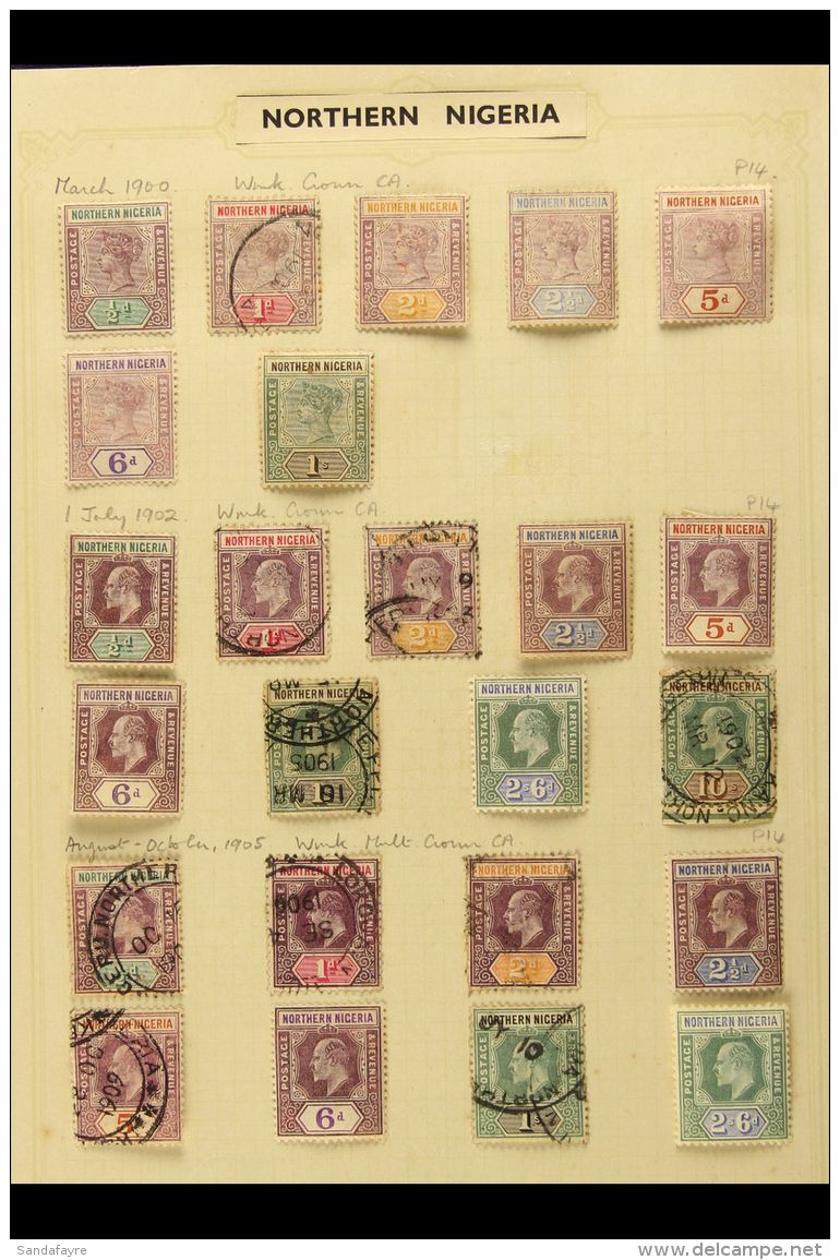 1900-1912 ALL DIFFERENT COMPREHENSIVE COLLECTION On Leaves, Inc 1900 Mint Set To 1s (1d Used), 1902 Set Mint Or... - Nigeria (...-1960)