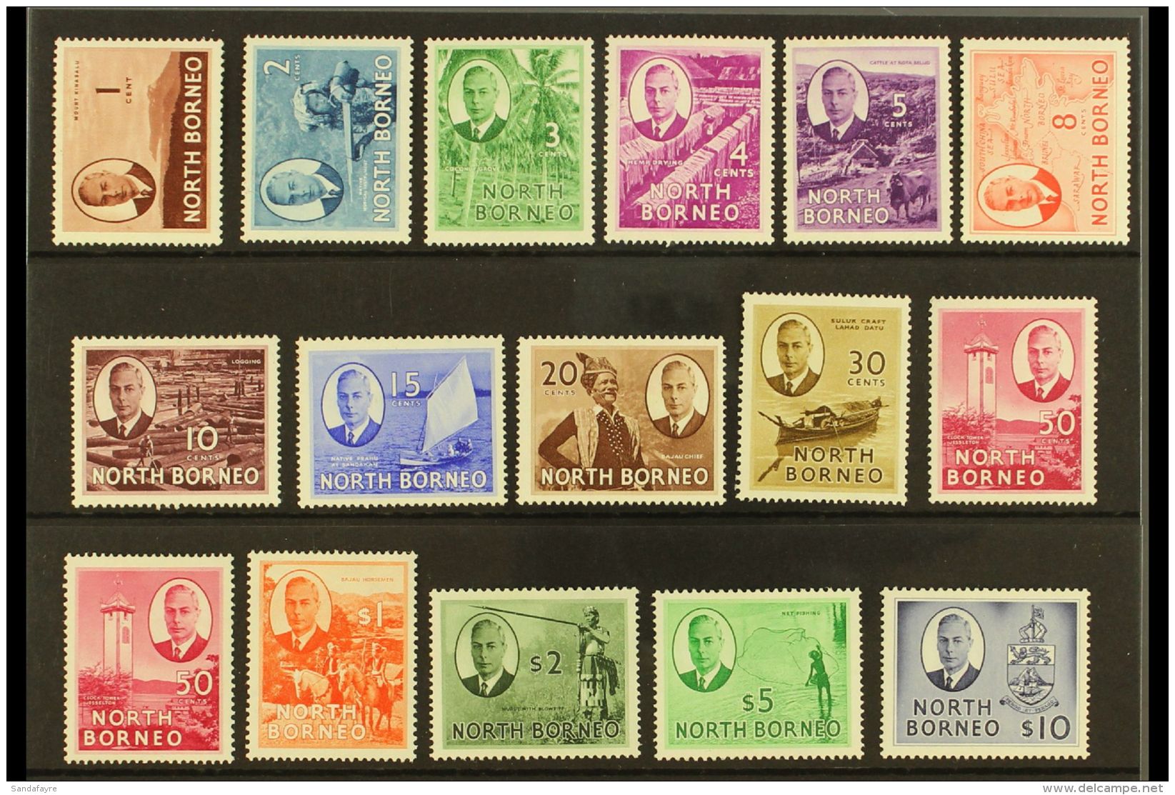 1950-52 Pictorials Complete Set, SG 356/70, Very Fine Mint, Very Fresh. (16 Stamps) For More Images, Please Visit... - Bornéo Du Nord (...-1963)