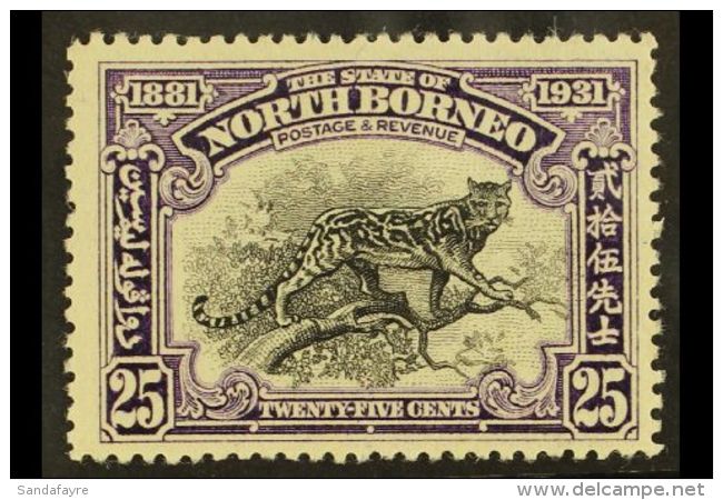 1931 25c Black &amp; Violet 50th Anniversary - Leopard, SG 299, Never Hinged Mint, Fresh. For More Images, Please... - Bornéo Du Nord (...-1963)