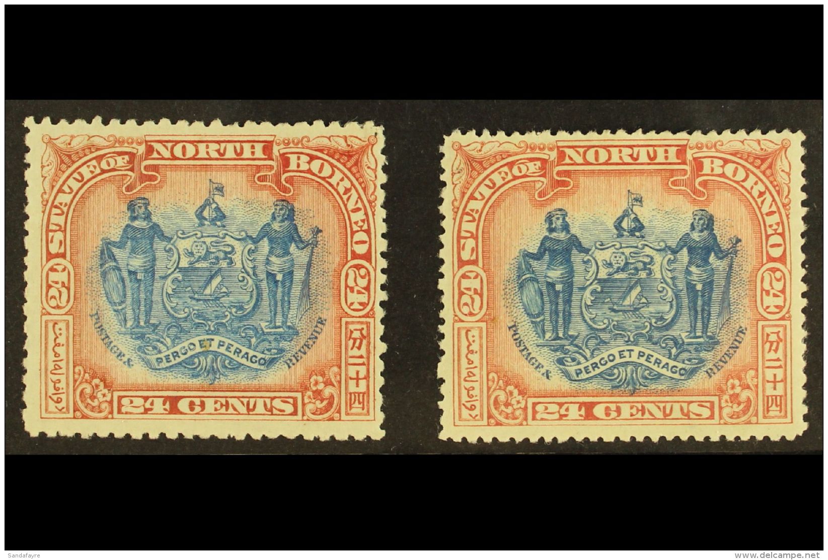1897 CORRECTED INSCRIPTIONS 24c Perf 13&frac12;-14, SG 111, Plus 24c Perf 14&frac12;-15, SG 111b, Fine Mint. (2... - Noord Borneo (...-1963)