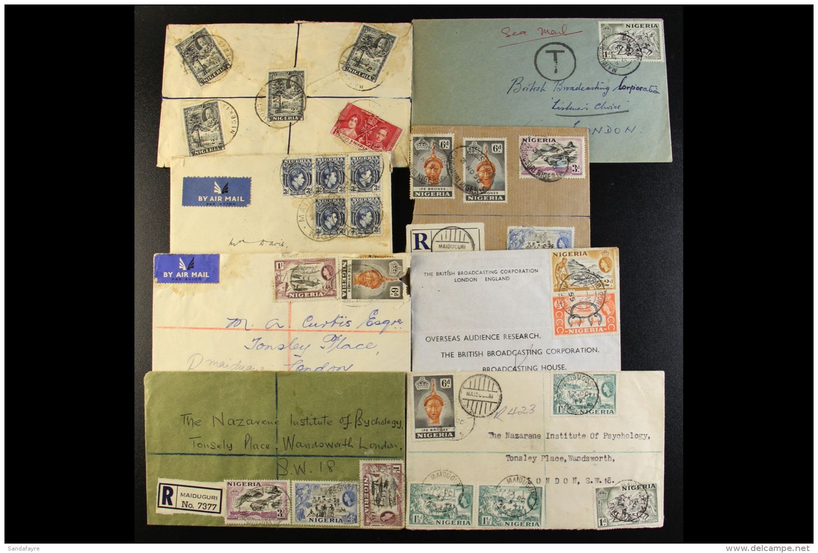 MAIDUGERI - COVERS 1937-57 With Registered And Airmail Frankings, Postage Due Etc. (14 Items) For More Images,... - Nigeria (...-1960)