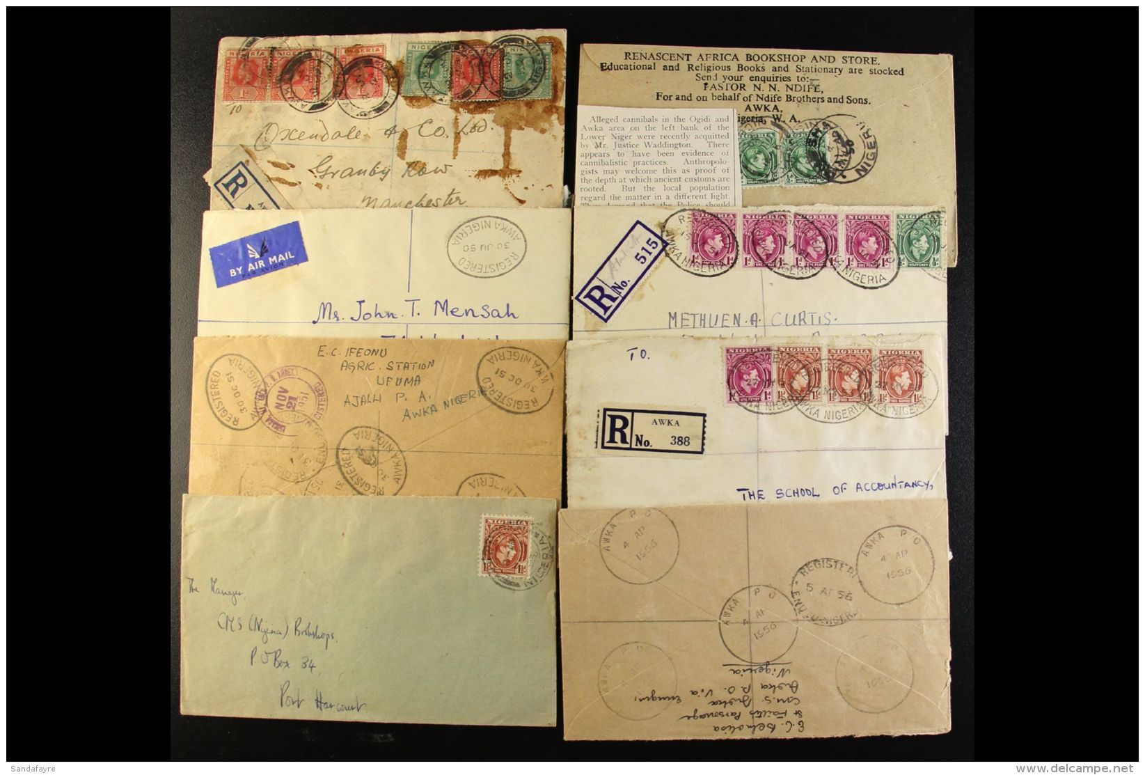 AWKA - COVERS 1924-66 With Registered And Airmail Frankings, Skeleton Cds's Etc. (15 Items) For More Images,... - Nigeria (...-1960)