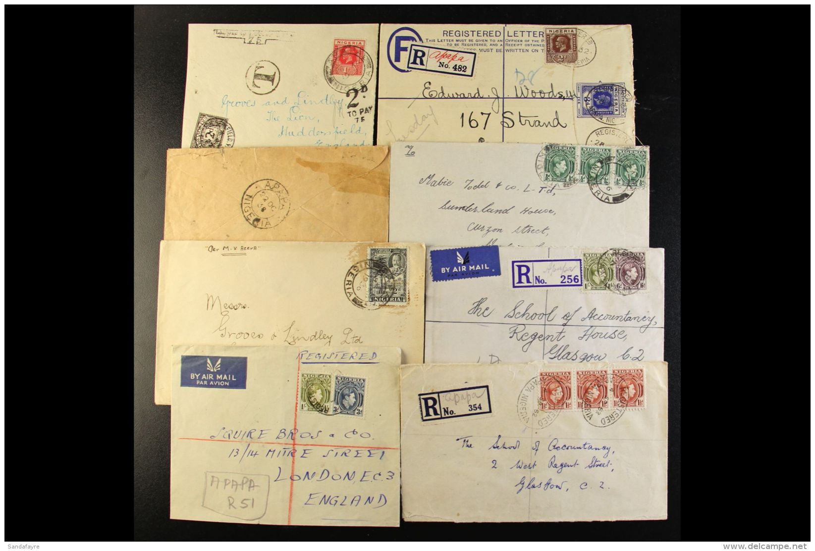 APAPA - COVERS 1927-65 Incl. Registered And Airmail Frankings With 1932 3d Registered Envelope, 1951 6d Airletter,... - Nigeria (...-1960)