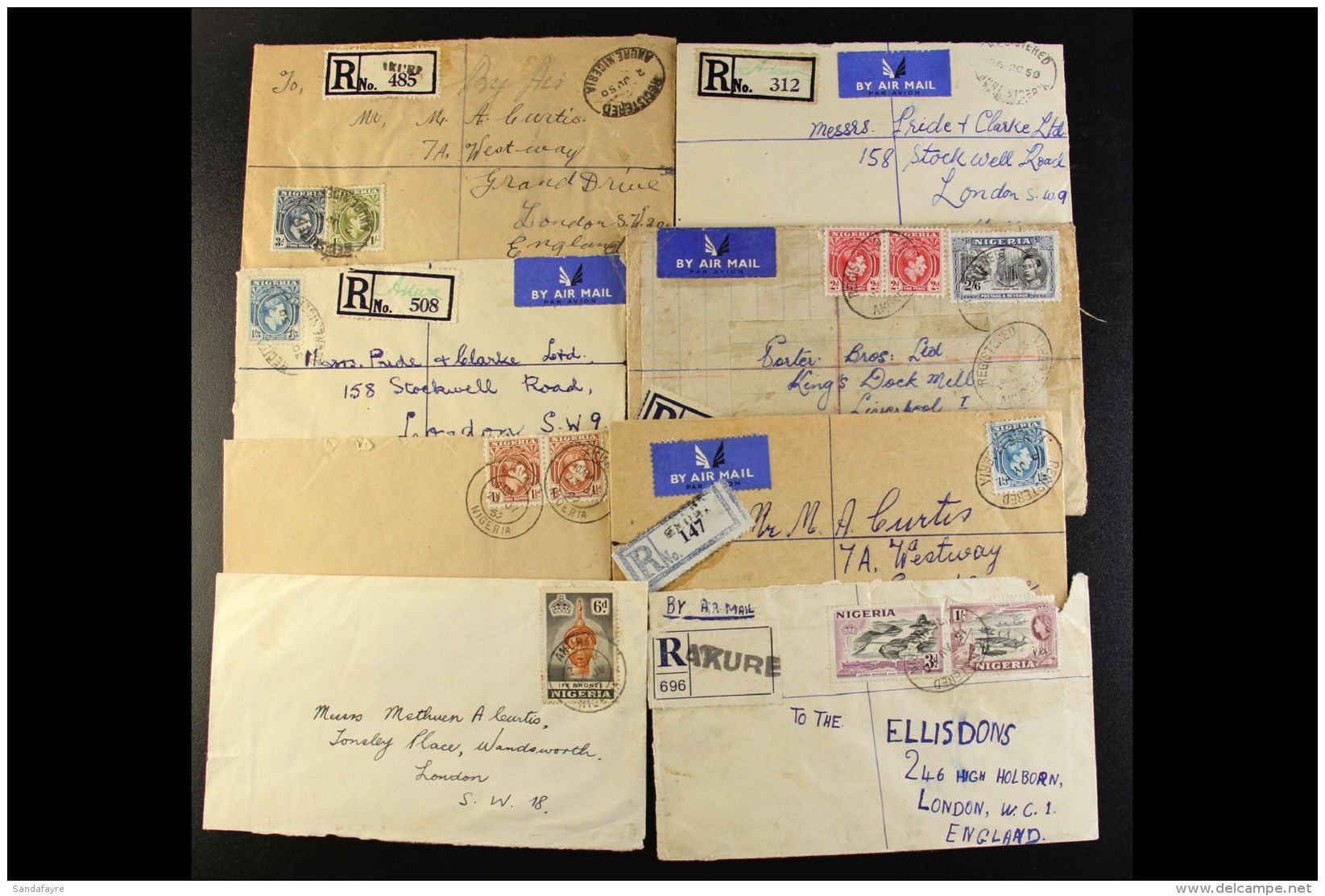 AKURE -C OVERS 1950-58 Registered And Airmail Frankings, 1950 Postage Due Markings. (15 Items) For More Images,... - Nigeria (...-1960)