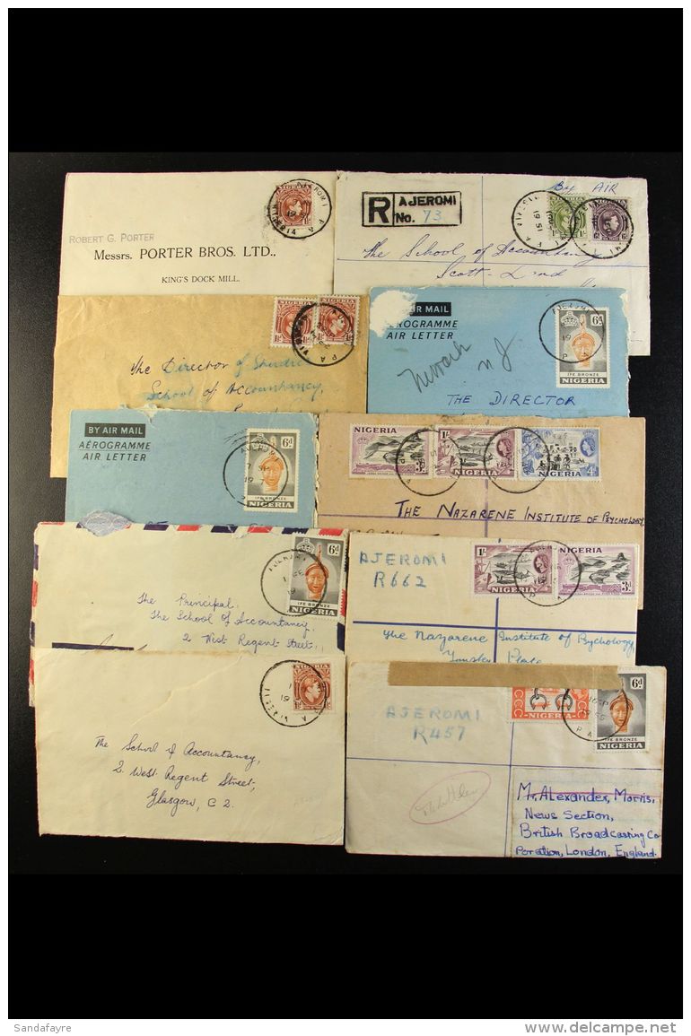 AJEROMI  P.A. - COVERS 1951-58 Incl. Registered And Airmail Frankings. (14 Items) For More Images, Please Visit... - Nigeria (...-1960)