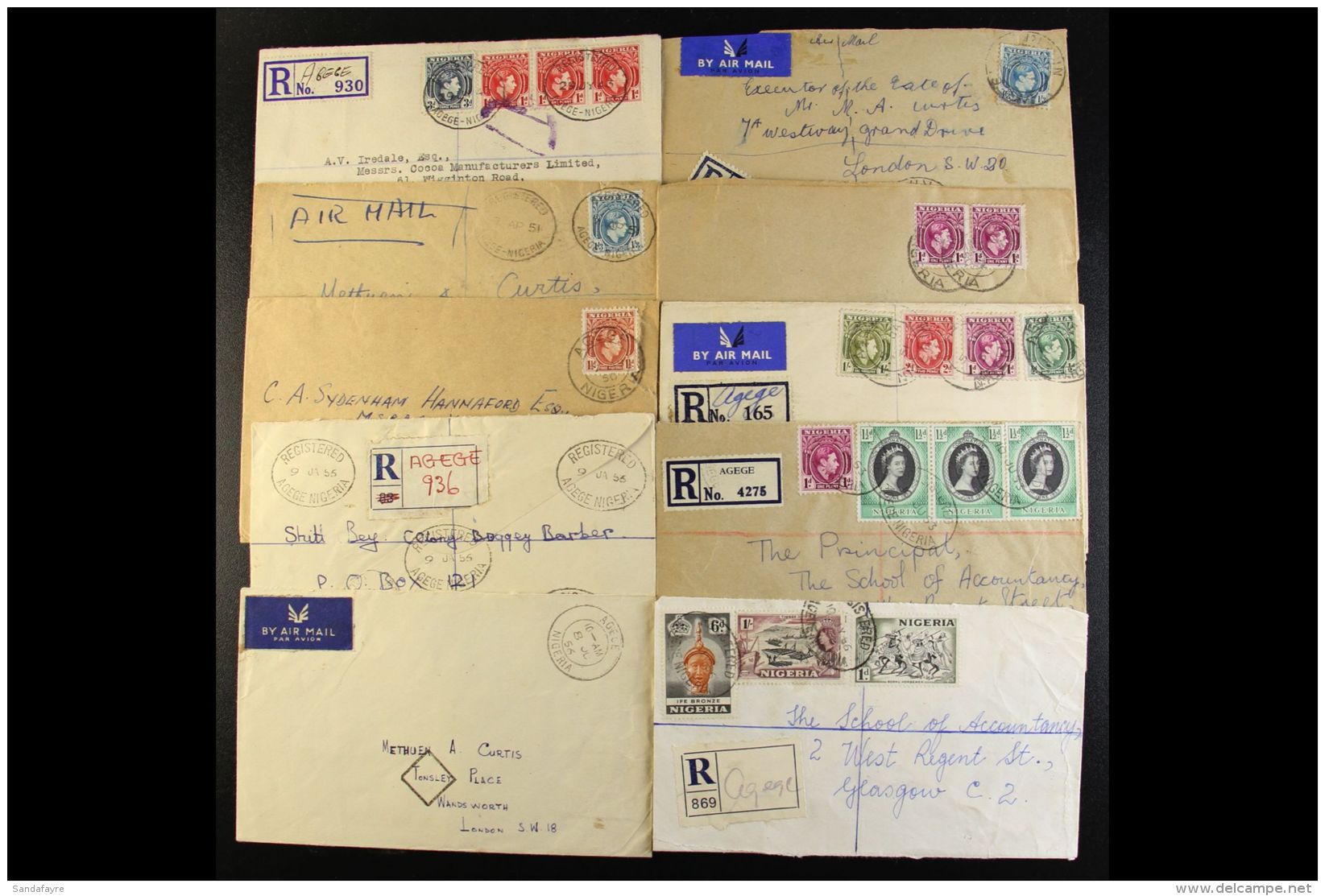 AGEGE - COVERS 1943-57 With Registered Incl. Manuscript, Airmail Frankings Etc. (22 Items) For More Images, Please... - Nigeria (...-1960)
