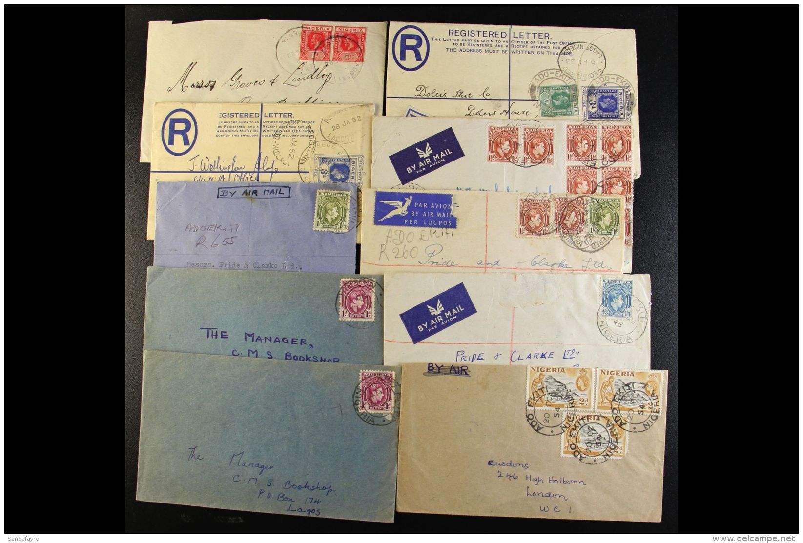 ADOEKITI - COVERS 1922-58 Incl. 1922 Skeleton Cds's, 1933 Registered Stationery Envelope With Manuscript Label,... - Nigeria (...-1960)