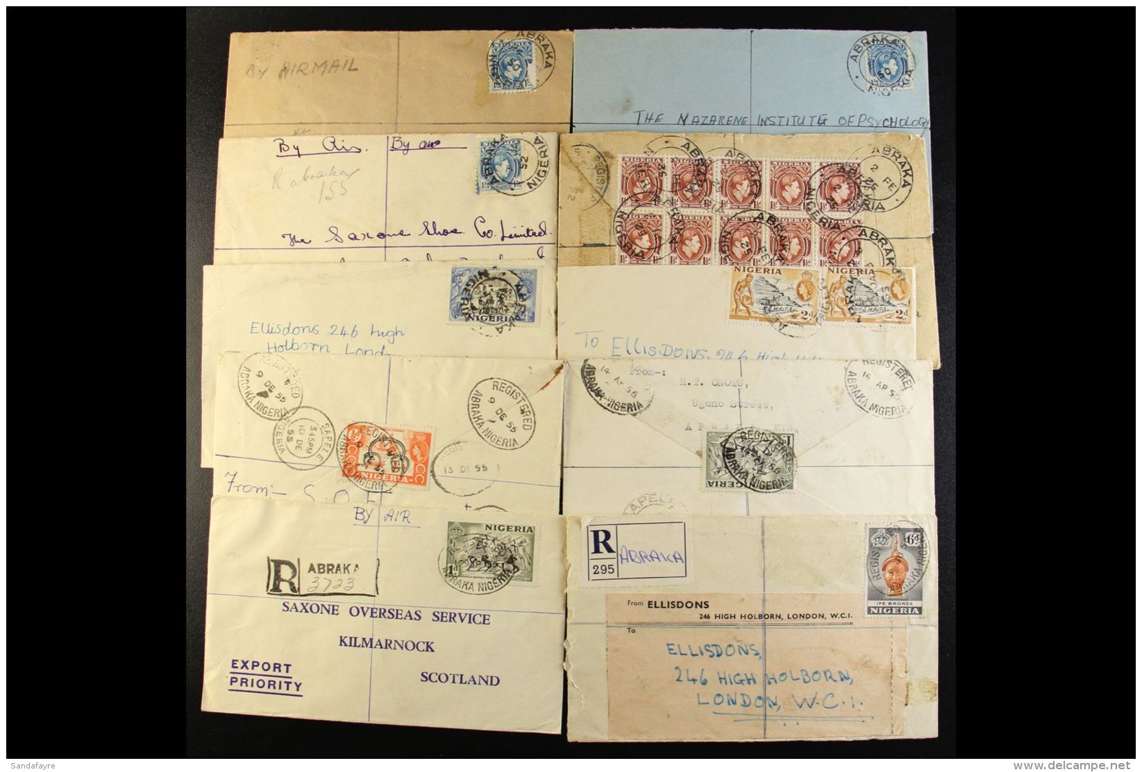 ABRAKA - COVERS 1950-57 With Airmail, Registered Incl. Manuscript Labels Etc. (14 Items) For More Images, Please... - Nigeria (...-1960)