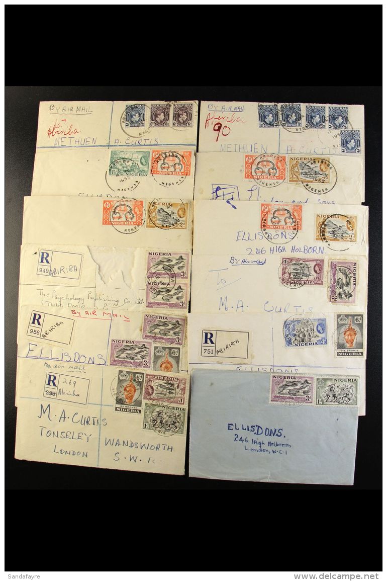 ABIRIBA - COVERS 1950-58 With Skeleton Cds's, Registered With Manuscript Labels, Airmail Etc. (12 Items) For More... - Nigeria (...-1960)