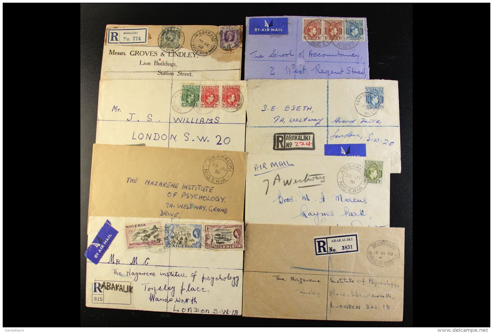 ABAKALIKI - COVERS 1926-57 With 1926 Registered (front Only), Later Registered And Air Frankings. (19 Items) For... - Nigeria (...-1960)