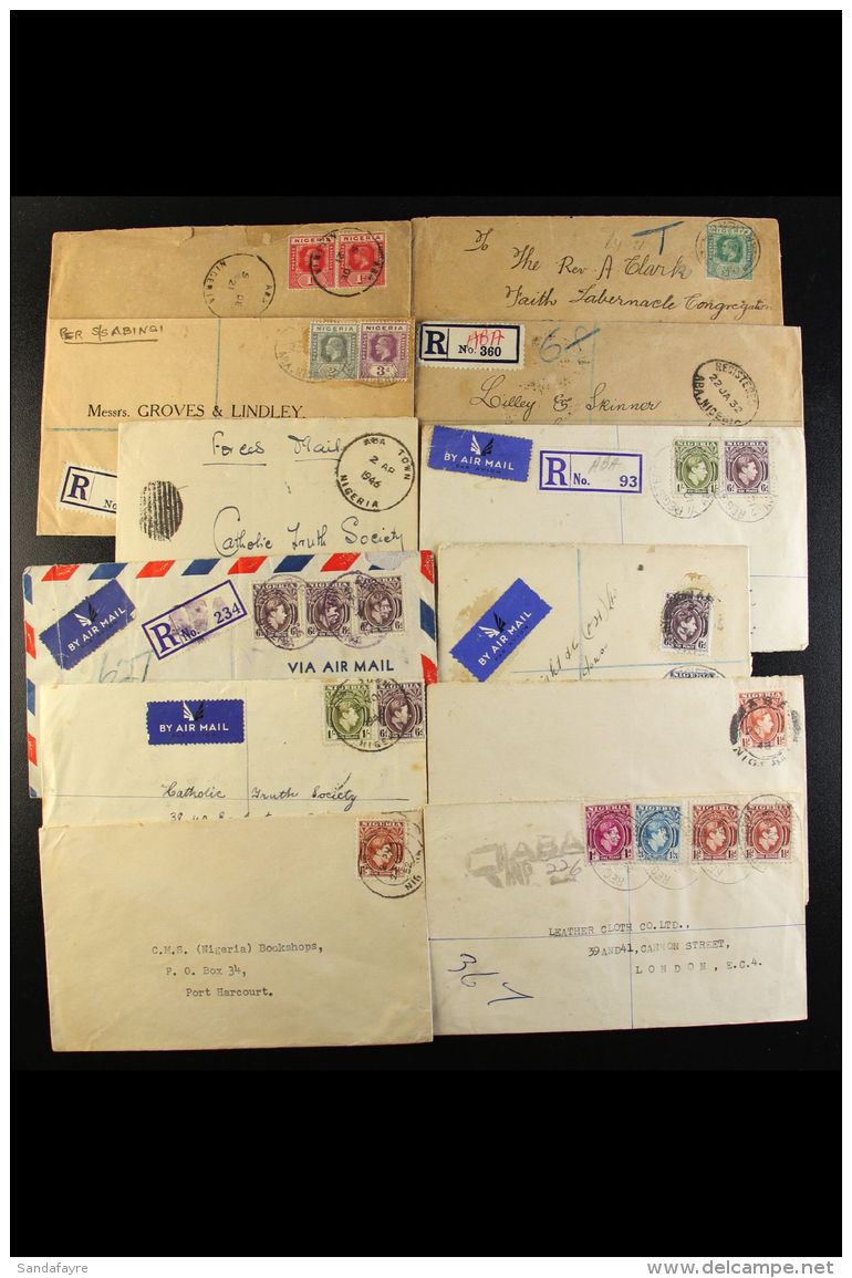 ABA AND ABA TOWN - COVERS 1921-59 Range With 1921 Skeleton Cds, 1927 Registered  "per S.S. Abinsi", 1932 With... - Nigeria (...-1960)