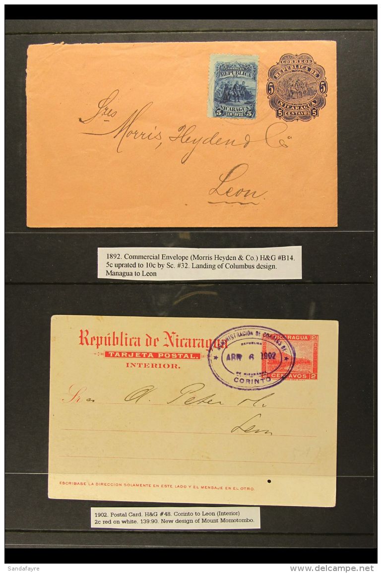 POSTAL STATIONERY 1892-1913 Fine Used Collection Comprising Postal Cards (4) And Envelopes (5). Note 1892 5c... - Nicaragua