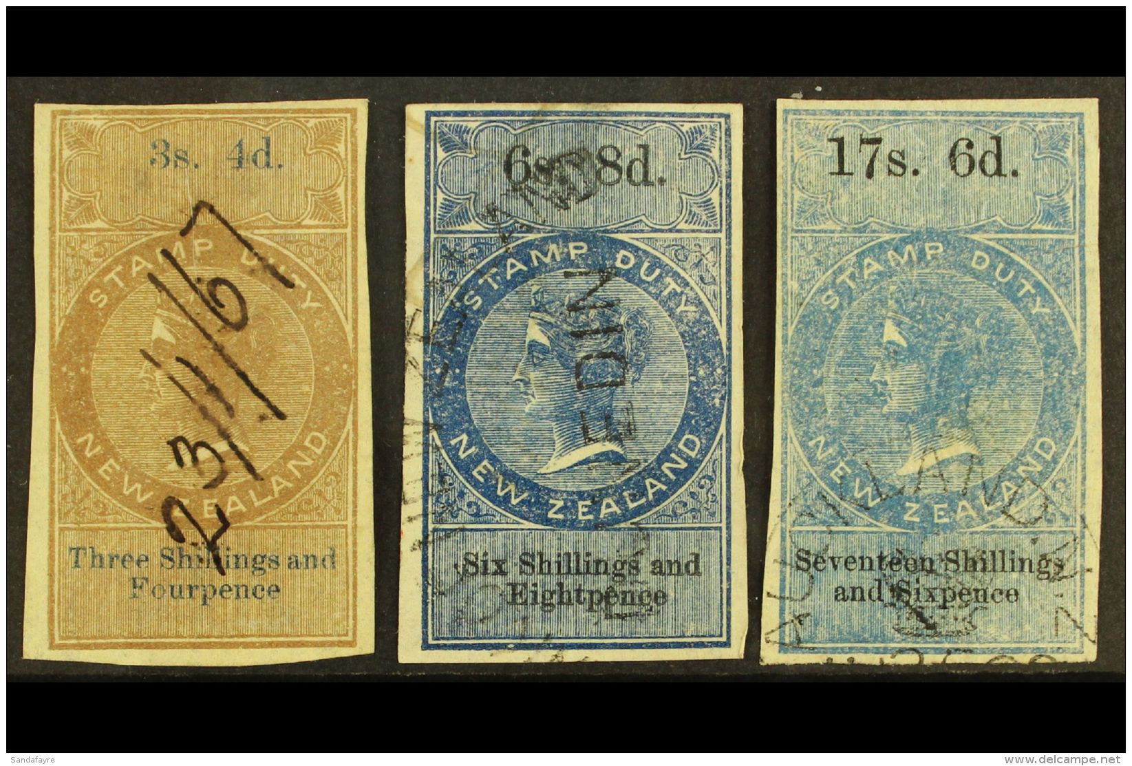 REVENUE STAMPS 1866 (wmk NZ, Imperf) 3s4d And 6s8d (Barefoot 25 &amp; 39), Plus 1867 (wmk NZ &amp; Star, Imperf)... - Sonstige & Ohne Zuordnung