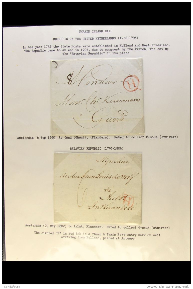 1790-1871 UNPAID INLAND MAIL. An Interesting Postal History Collection Of Stampless ENTIRE LETTERS Nicely Written... - Autres & Non Classés