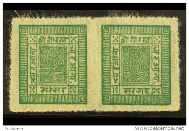 1901 4a Dull Green Pin-perf From The 1st State Of Setting 11, H&amp;V 22b (SG 21), Very Fine Unused PAIR With... - Népal