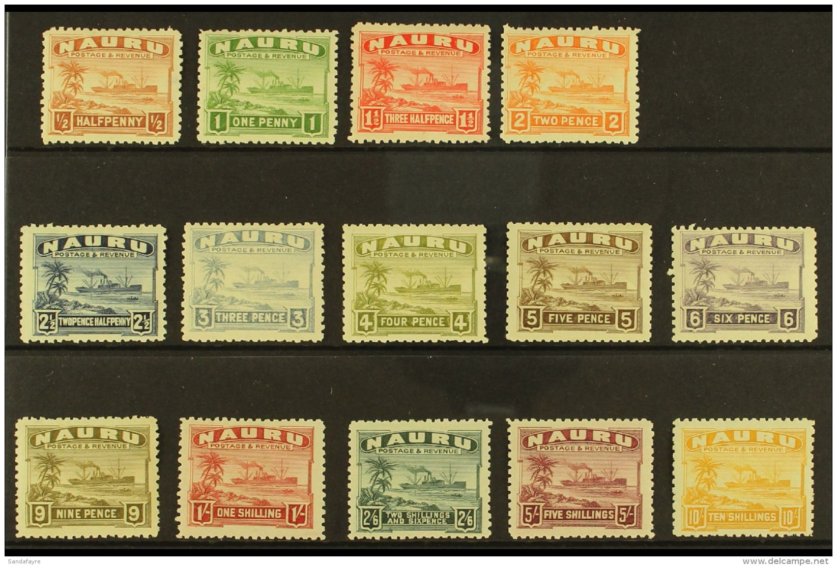 1937-48 Freighter Set, White Paper, SG 26B/39B, Fine Mint (14 Stamps) For More Images, Please Visit... - Nauru