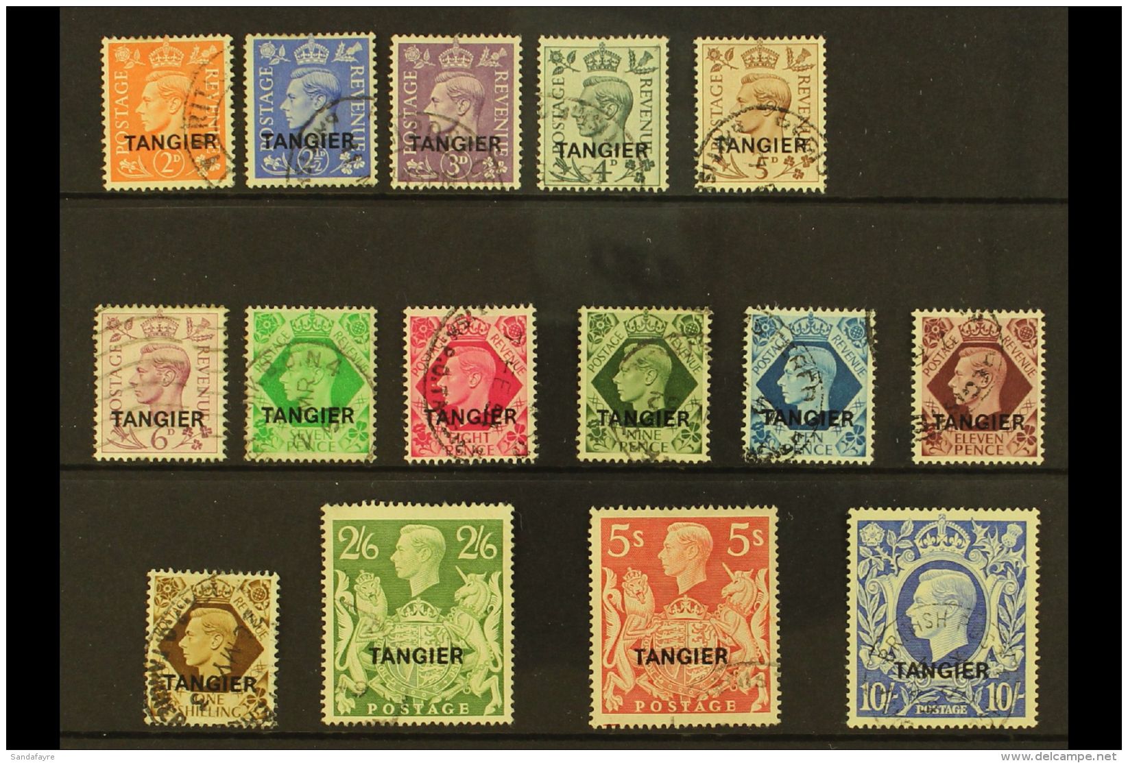 TANGIER 1949 KGVI Complete Definitive Set, SG 261/75, Fine Used (15 Stamps) For More Images, Please Visit... - Other & Unclassified