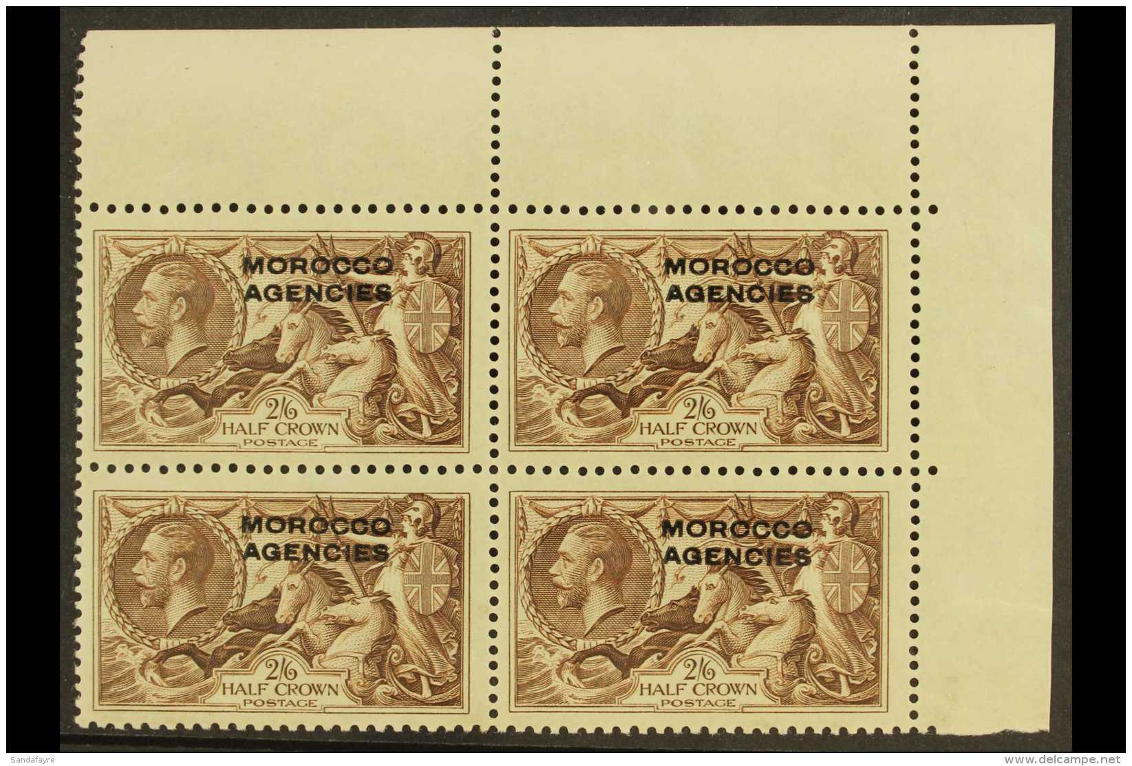 1935-37 2s6d Chocolate-brown Re-engraved Seahorse, SG 74, Superb NHM Corner Block Of 4. For More Images, Please... - Andere & Zonder Classificatie
