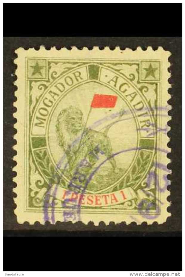 MOGADOR A AGADIR LOCAL POST 1900 1p Grey-green &amp; Red Lion, Yvert 82, Very Fine Used, Fresh. For More Images,... - Sonstige & Ohne Zuordnung