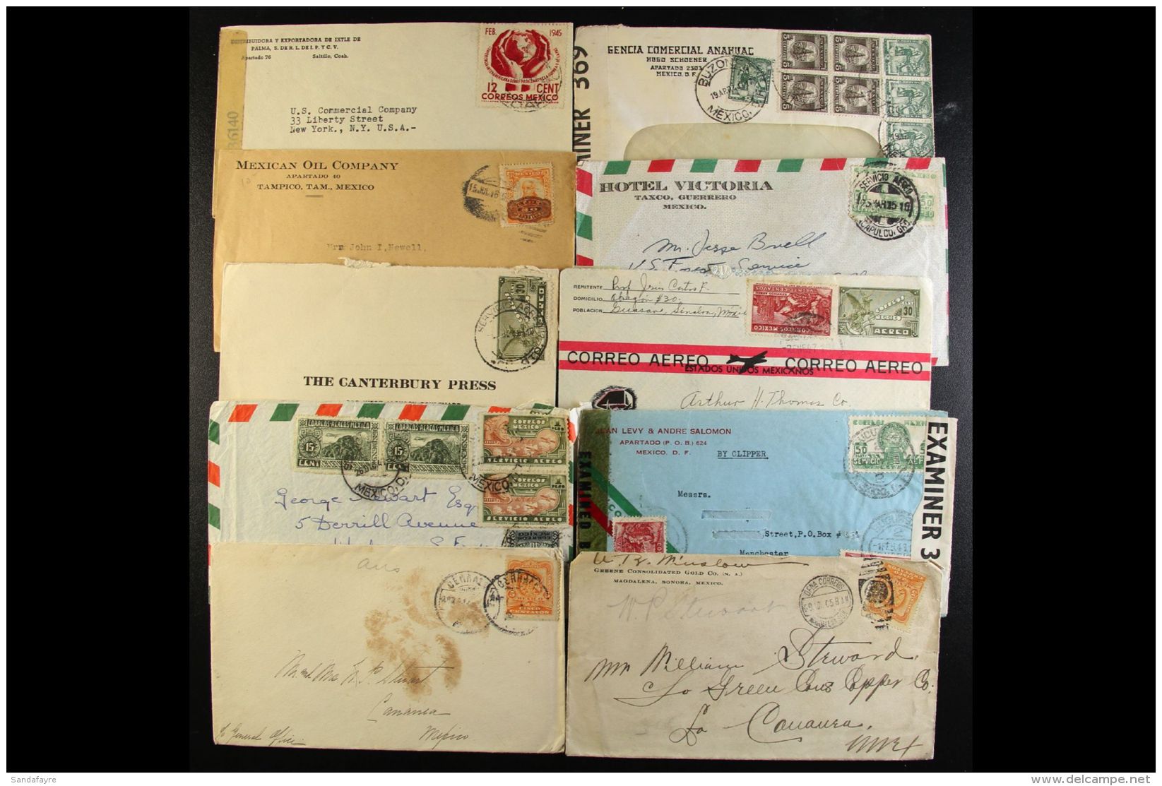 1900's To 1950's COMMERCIAL COVERS Interesting Accumulation, Includes A Few Cards And Fronts. Note Useful Flown... - Mexico