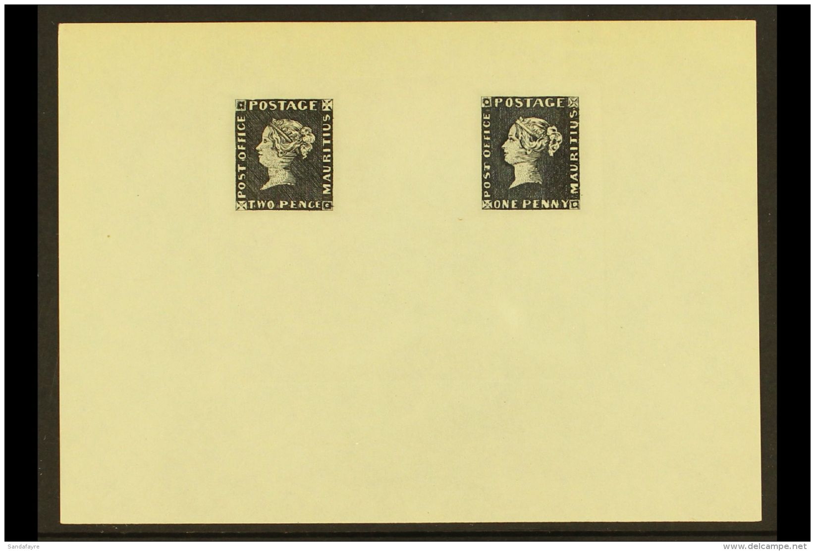 THE FAMOUS "POST OFFICE" MAURITIUS Both 1d &amp; 2d Values Struck In Black, On Ungummed Paper, Piece Approx 144 X... - Maurice (...-1967)