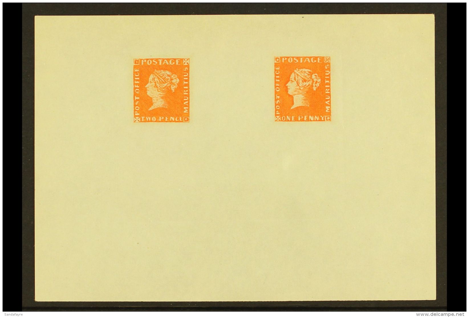 THE FAMOUS "POST OFFICE" MAURITIUS Both 1d &amp; 2d Values Struck In Orange, On Ungummed Paper, Piece Approx 144 X... - Maurice (...-1967)