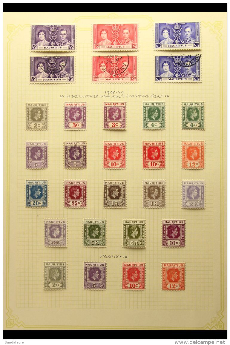 1937-50 Mostly Fine Mint Collection, Incl. 1938-49 KGVI Defins With Additional Papers And P.15x14 Printings, 1948... - Mauritius (...-1967)