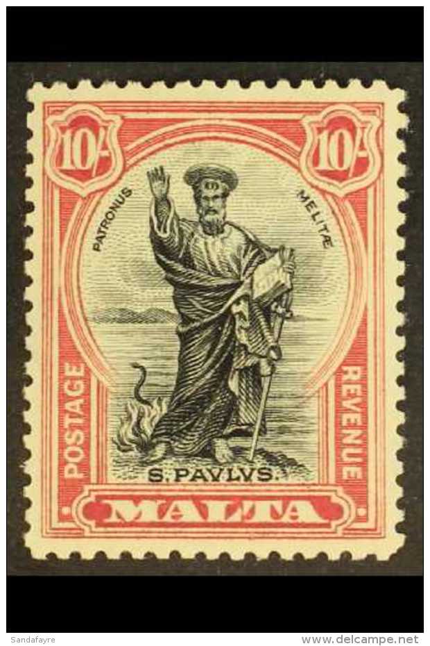 1930 10s Black And Carmine Top Value, SG 209, Very Fine Mint. For More Images, Please Visit... - Malta (...-1964)