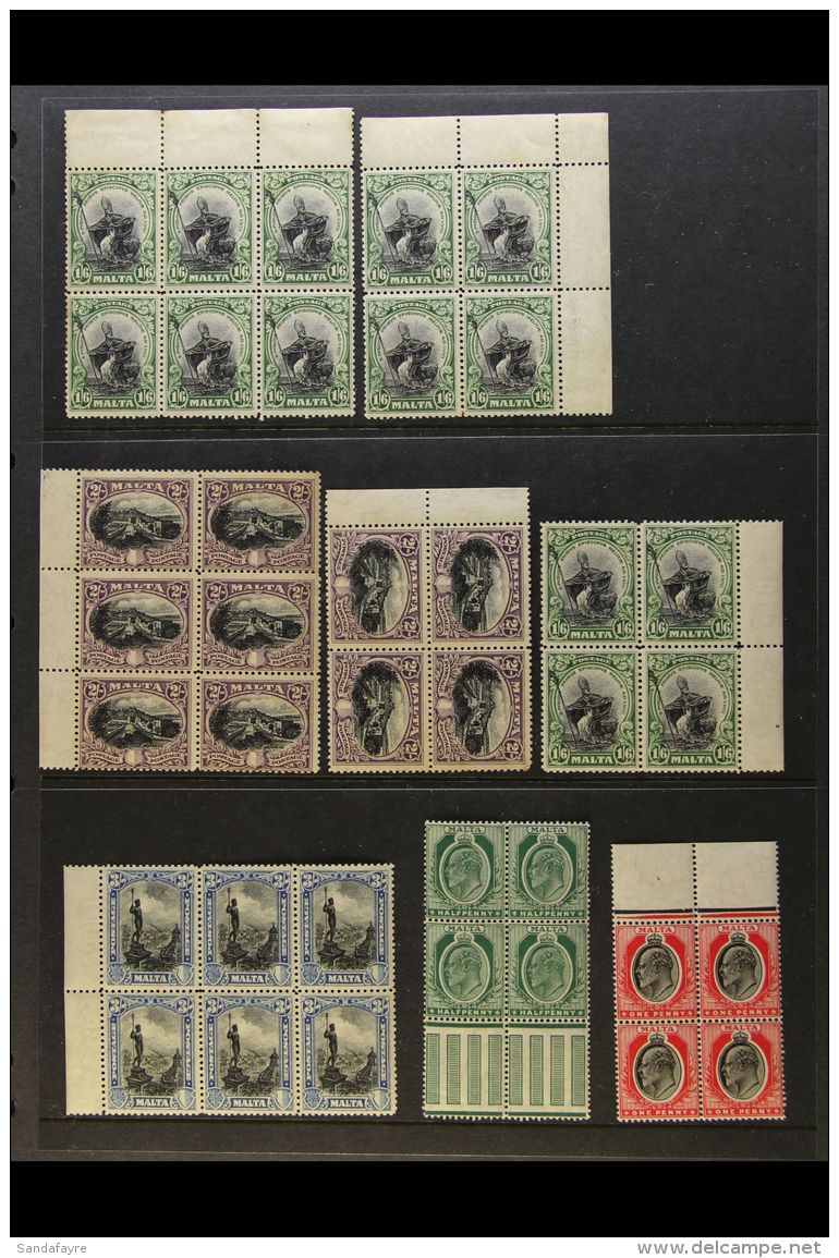 1904-53 MINT MULTIPLES HOARD CAT &pound;2000+ An Unusual Accumulation Of Multiples Inc Strips With Duplication... - Malta (...-1964)