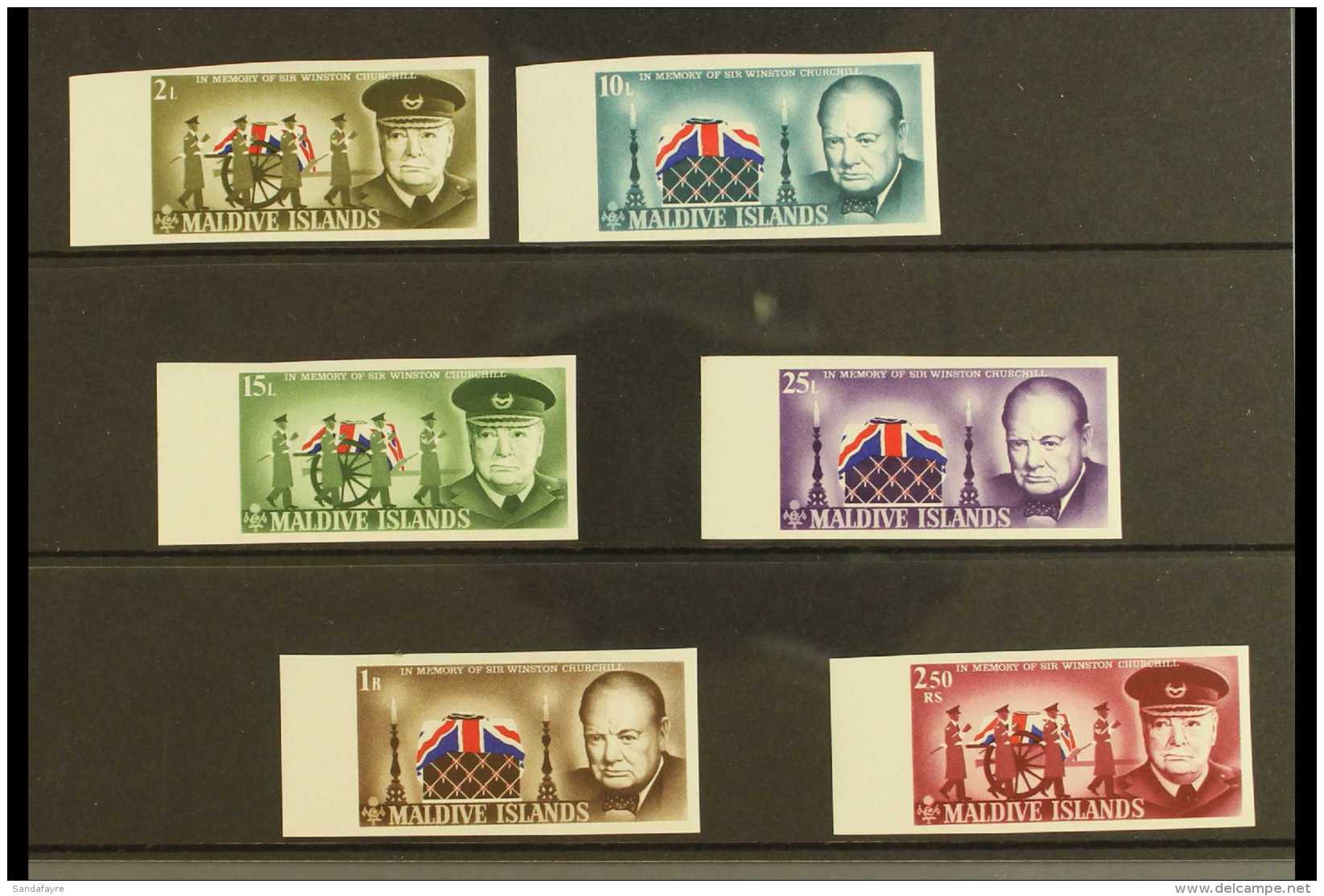 1967 Churchill Commemoration Set Imperforate, SG 204/9, Never Hinged Mint (6 Stamps) For More Images, Please Visit... - Maldives (...-1965)