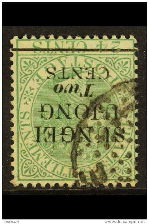 SUNGEI UJONG 1891 2c On 24c Green Surcharge With WATERMARK INVERTED Variety, SG 49w, Very Fine Used, Very Scarce.... - Sonstige & Ohne Zuordnung