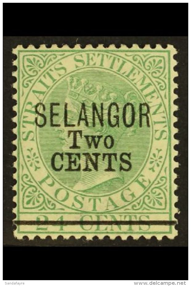 SELANGOR 1891 2c On 24c Green, SG 46, Superb Mint. Scarce Stamp. For More Images, Please Visit... - Autres & Non Classés