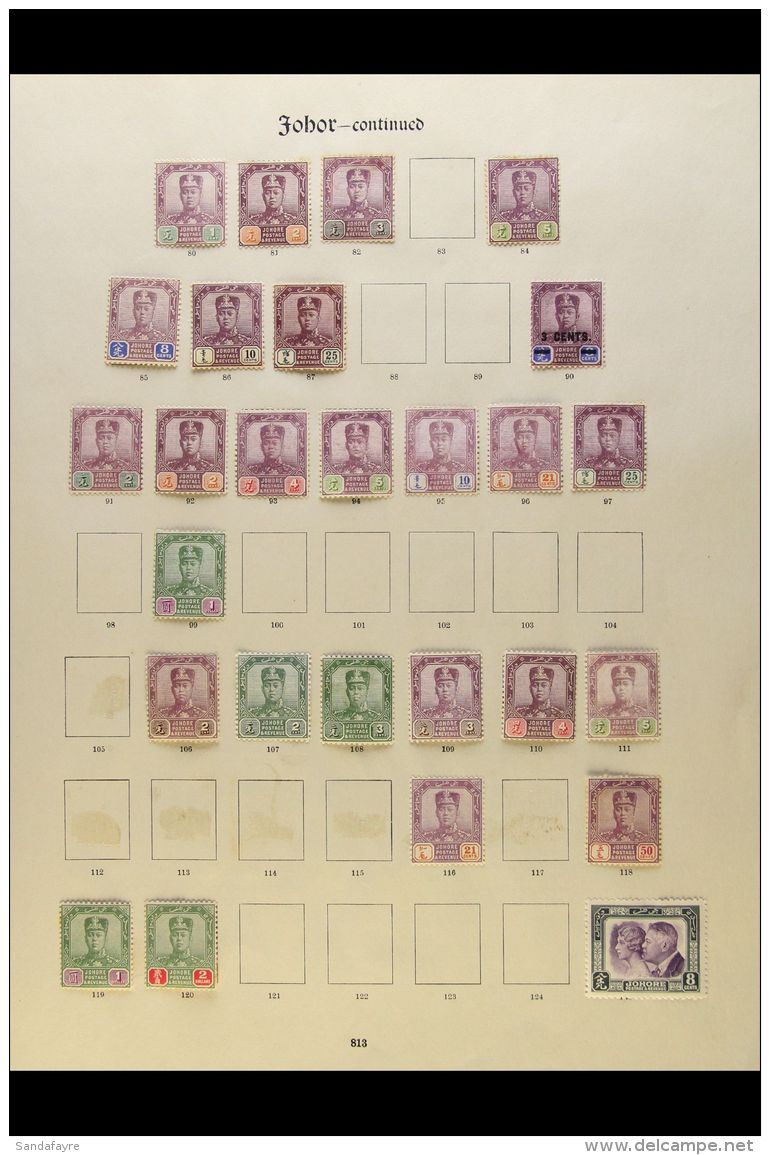 JOHORE 1884-1920 ALL DIFFERENT MINT COLLECTION Presented On Imperial Album Pages. Includes 1896-99 Set To 10c,... - Autres & Non Classés